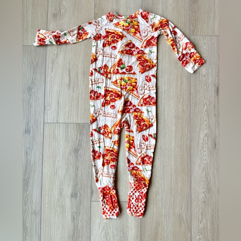 Bums & Roses Little Pizza Heaven Convertible One Piece Sz 2 NWOT Bamboo unisex - Picture 2 of 8